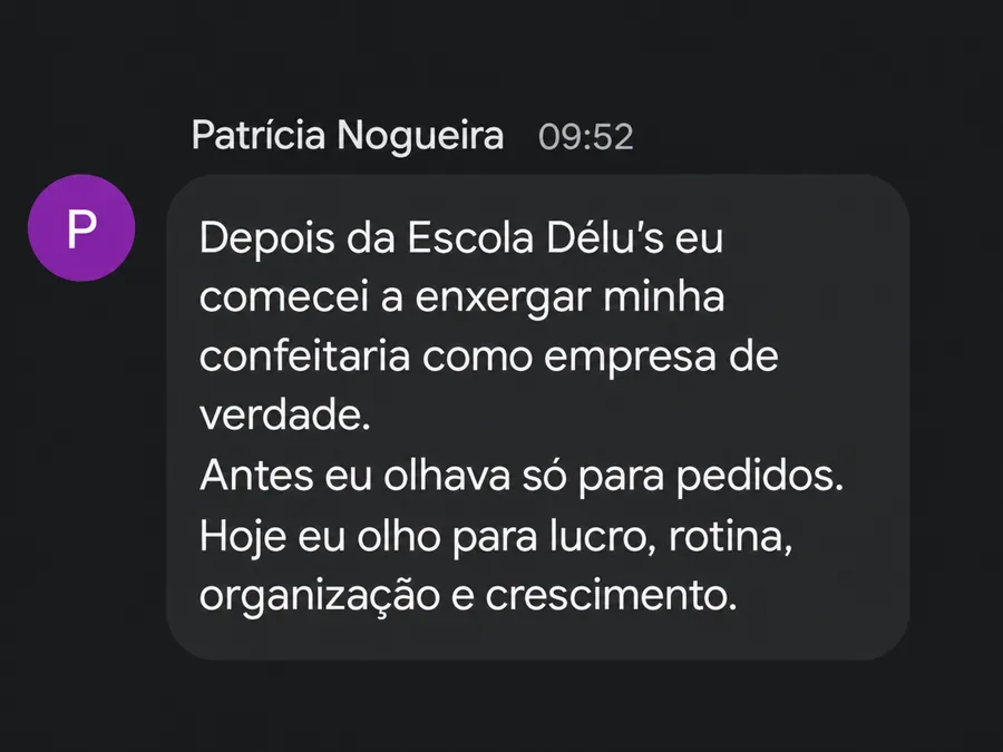 Mensagem de aluna da Escola Délu’s